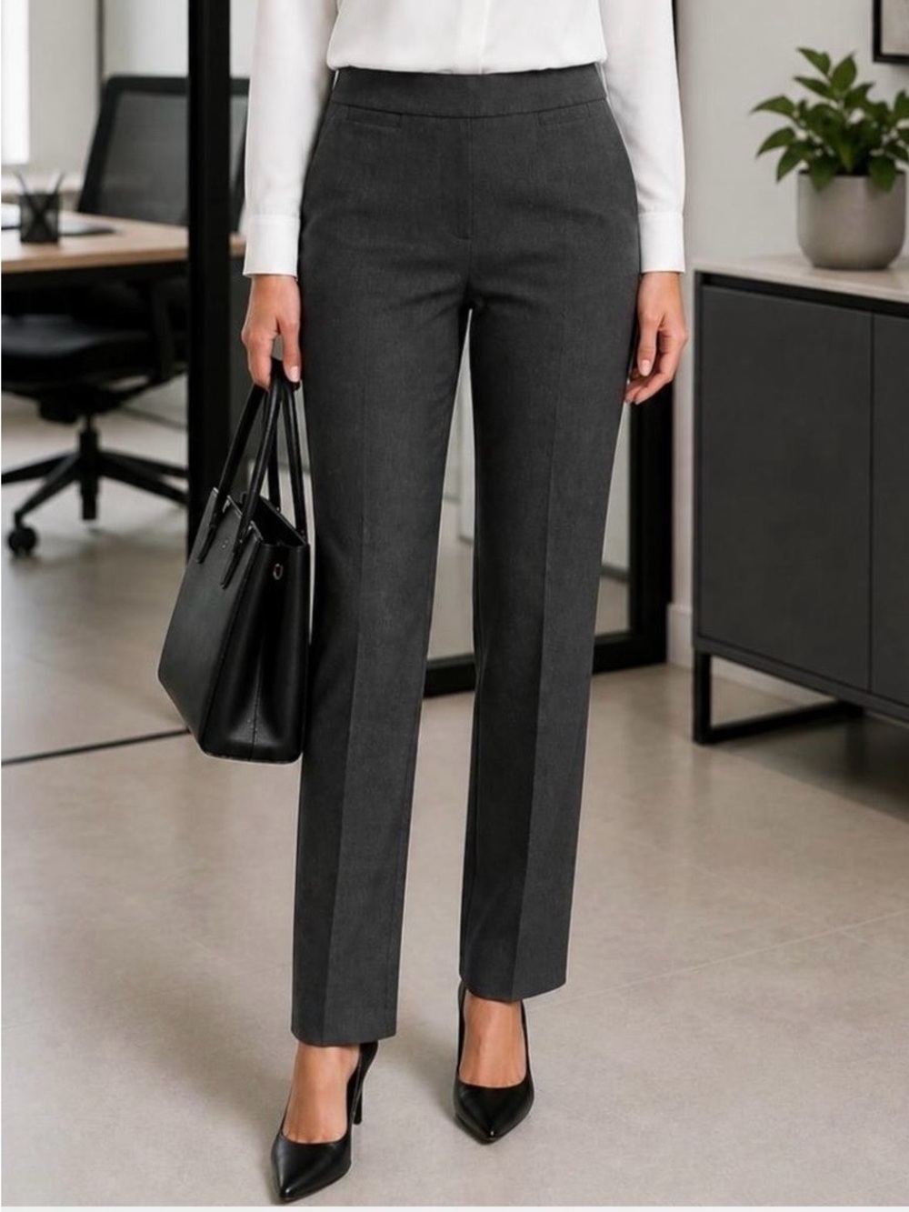 Talbots Refined Bi-Stretch Pants Curvy Fit -  Gray - High-Waist Straight Leg NWT